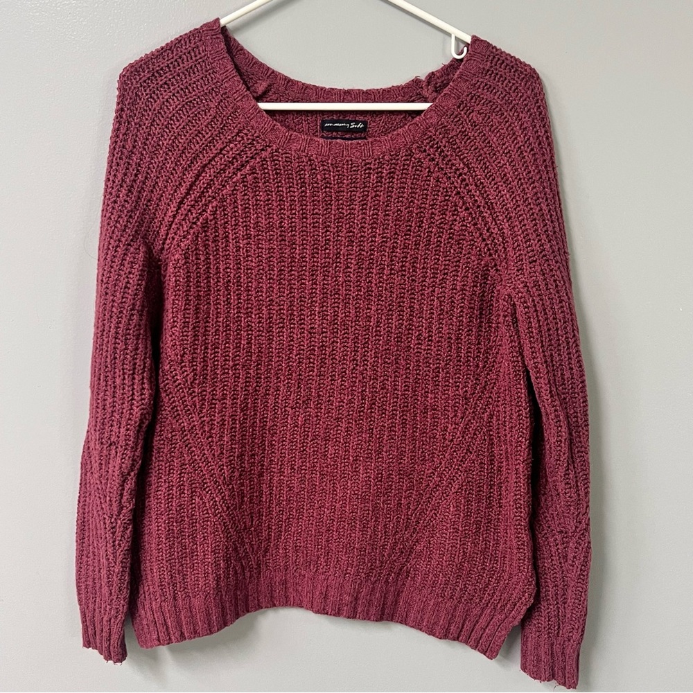 American Eagle Ahh-Mazingly Soft Burgundy Knit Sweater Womens Small 4144340946